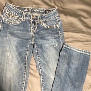 L.A idol USA medium wash Jeweled boot cut jeans